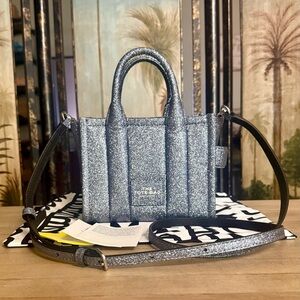Marc Jacobs The Galactic Mini Glitter Crossbody Tote Bag in Silver